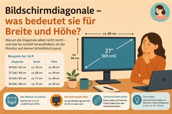 Bildschirmdiagonale – was bedeutet sie für Breite und Höhe?